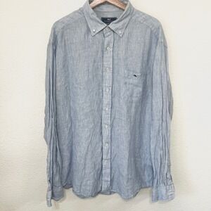 Vineyard Vines Men's Classic Fit Tucker Shirt‎ Linen Blue White Stripe XXL 0551
